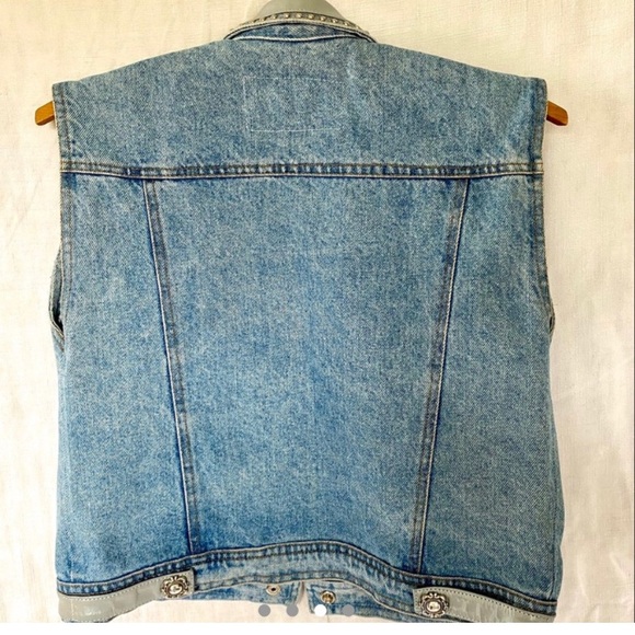 Vintage Biker Rockabilly Denim Pleather Vest. - Picture 5 of 12